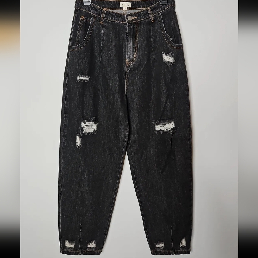 POL Womens Distressed Jeans Size S Blach Drop Crouch Pockets High Rise
